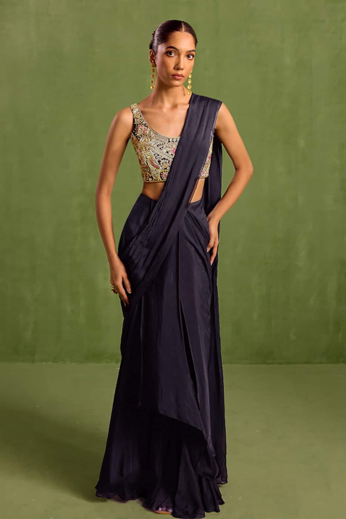 Neha Khullar Pre-Draped Saree With Hand Embroidered Blouse 