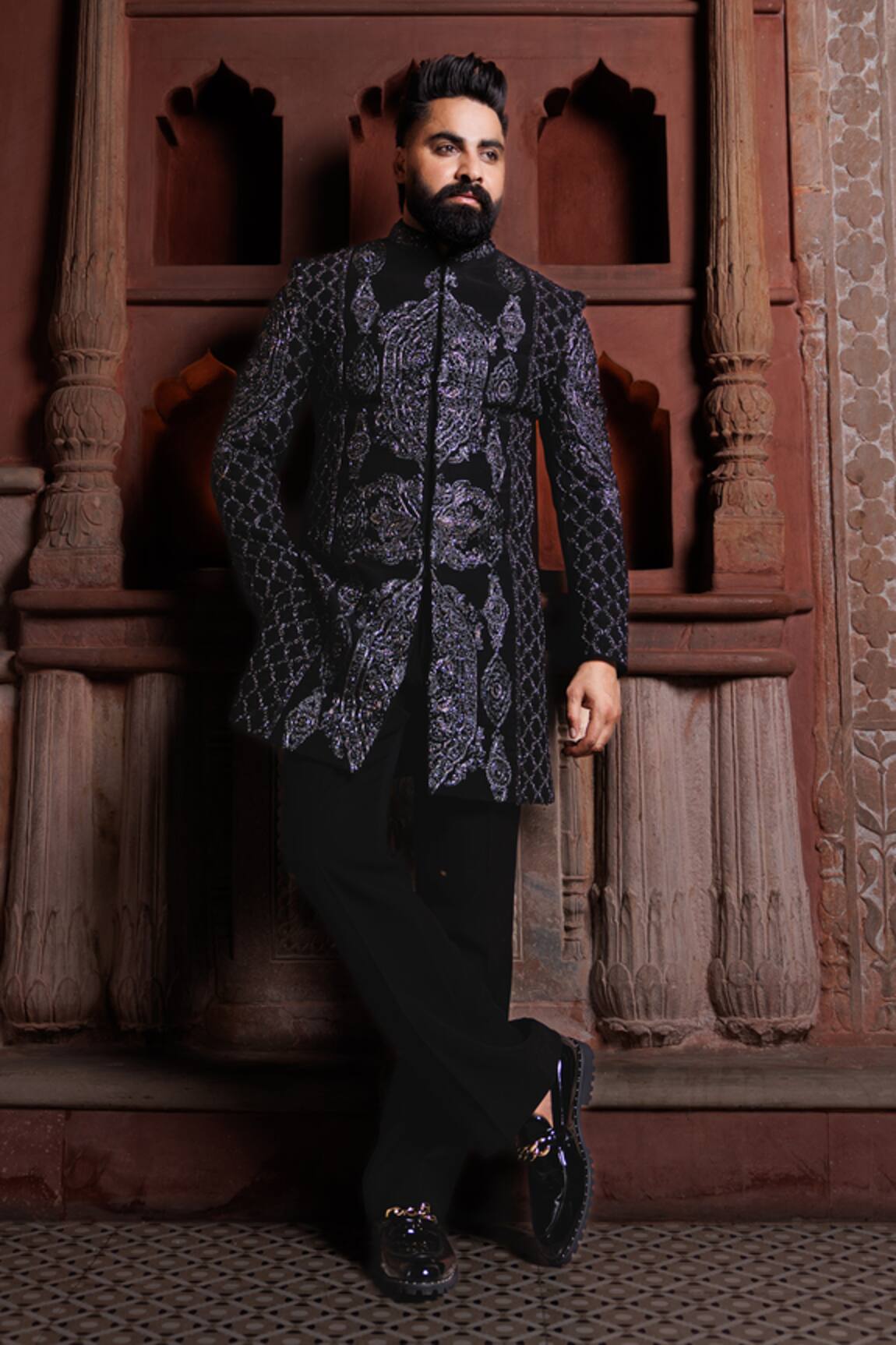 Courtyard By Abhi Embroidered Jodhpuri Sherwani Set