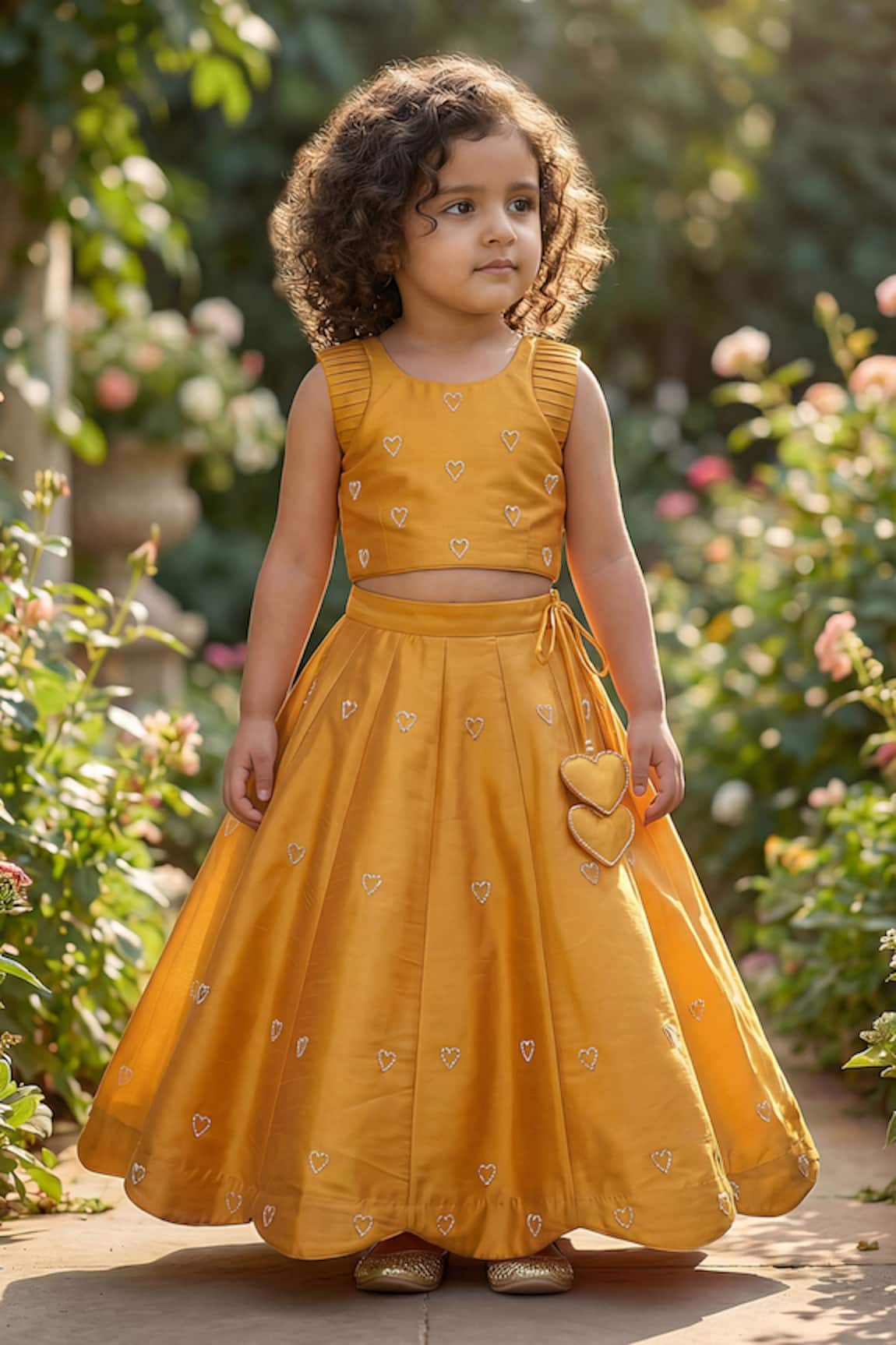 Maaikid Heart Pearl Embroidered Top & Skirt Set 