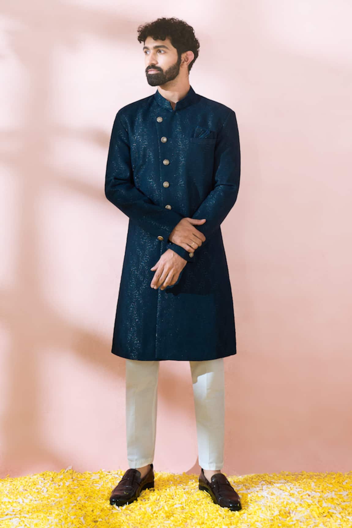Arihant Rai Sinha Textured Sherwani & Solid Pant Set