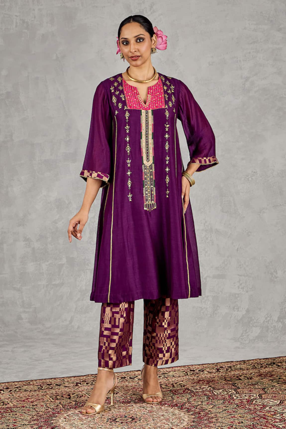 Shivani Bhargava Chanderi Embroidered Kurta & Pant Set 