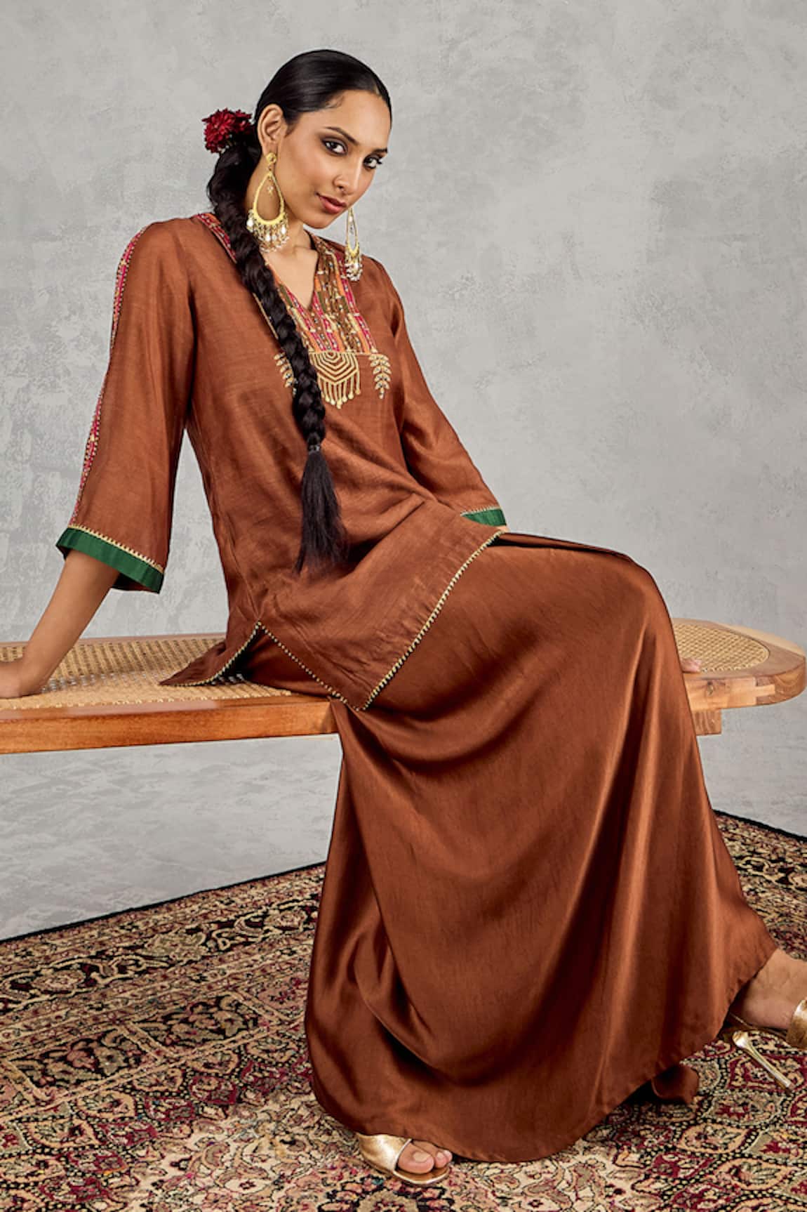 Shivani Bhargava Embroidered V Neck Kurta 