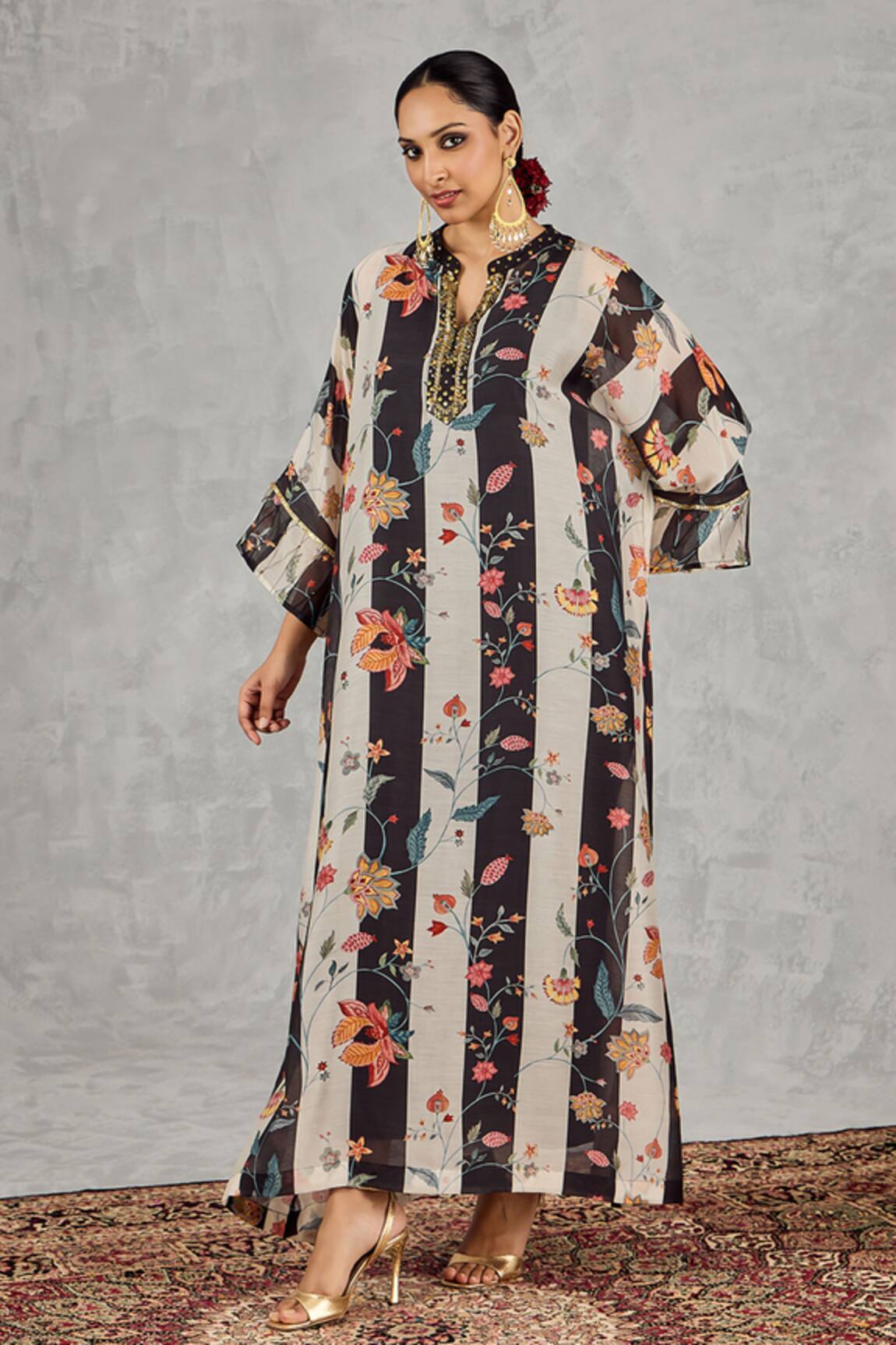 Shivani Bhargava Striped Floral Print Kaftan 