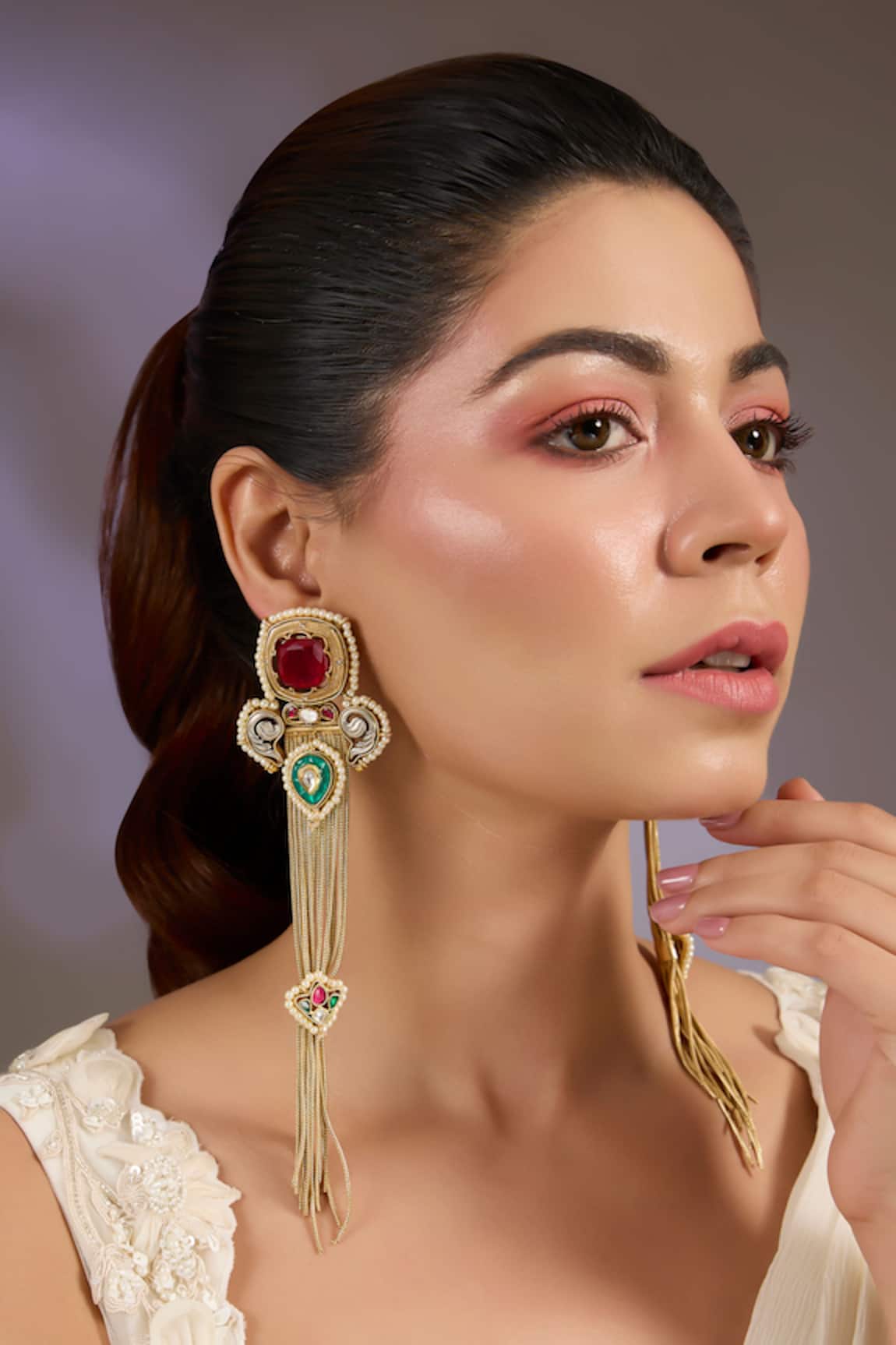 Vivinia By Vidhi Mehra Multicolor Stone Embellished Earrings 
