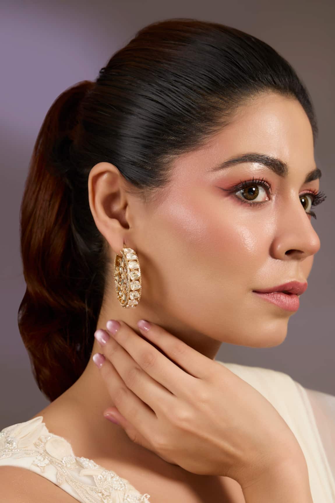 Vivinia By Vidhi Mehra Gold Plated Kundan Drop Earrings 