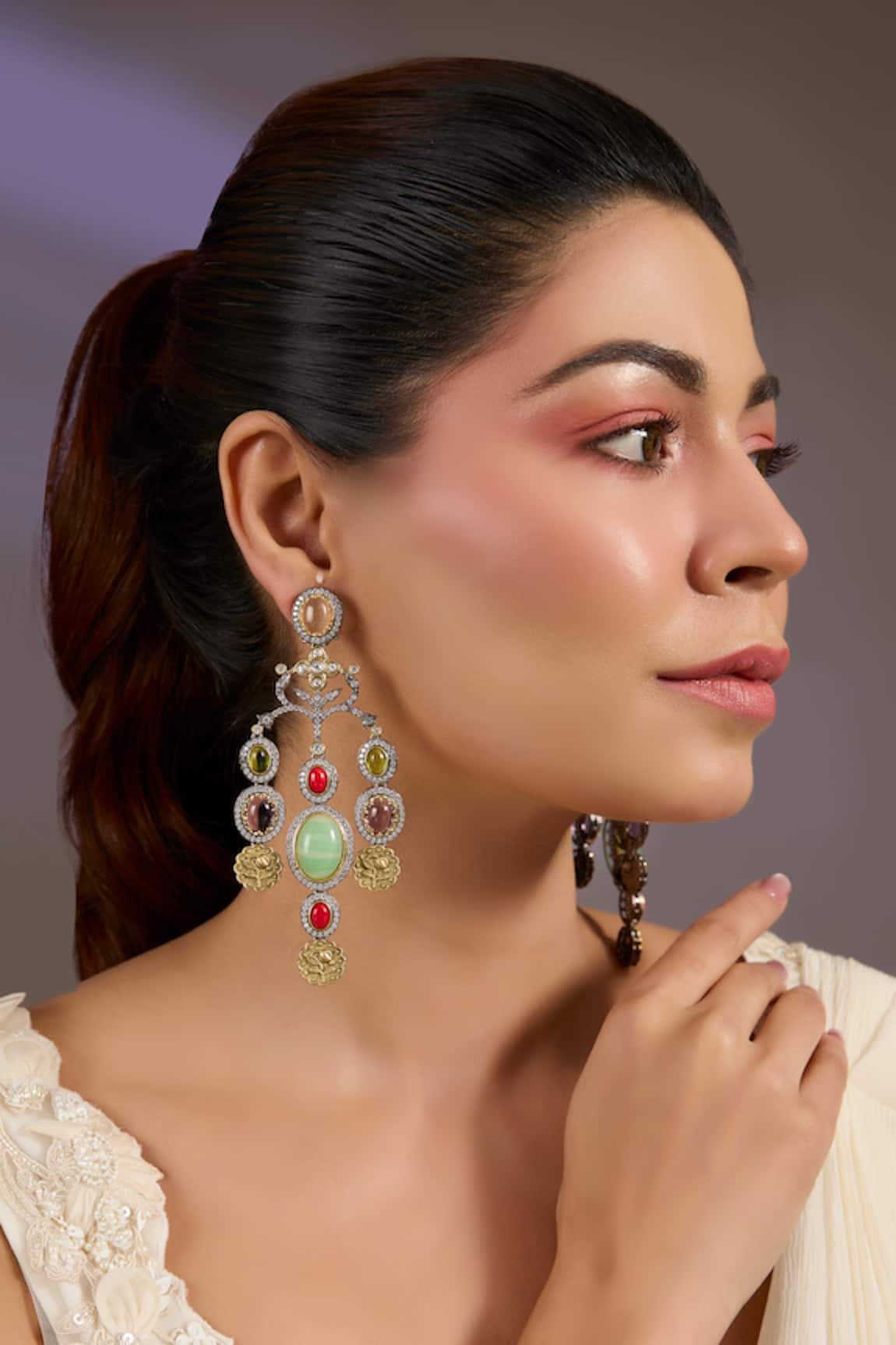 Vivinia By Vidhi Mehra Multicolor Statement Dangler Earrings 