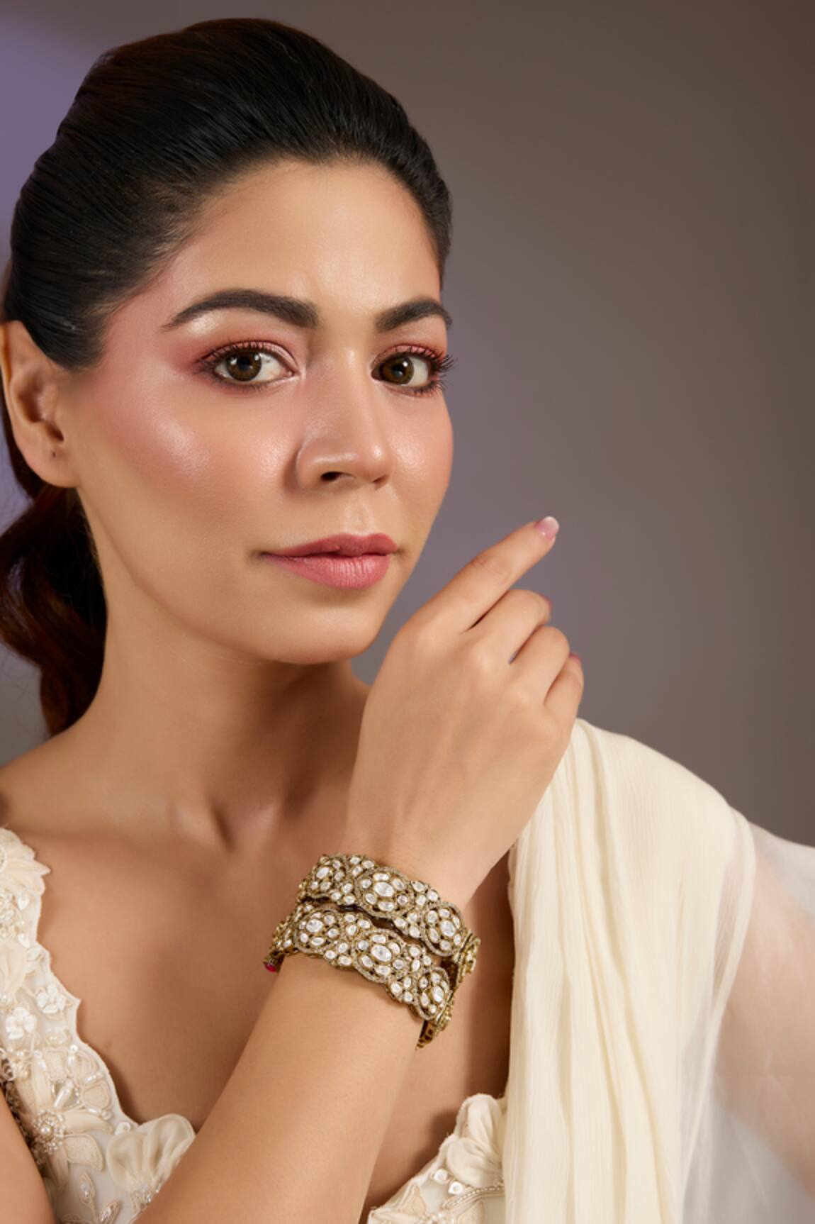 Vivinia By Vidhi Mehra Moissanite Polki  Embellished Bangles 