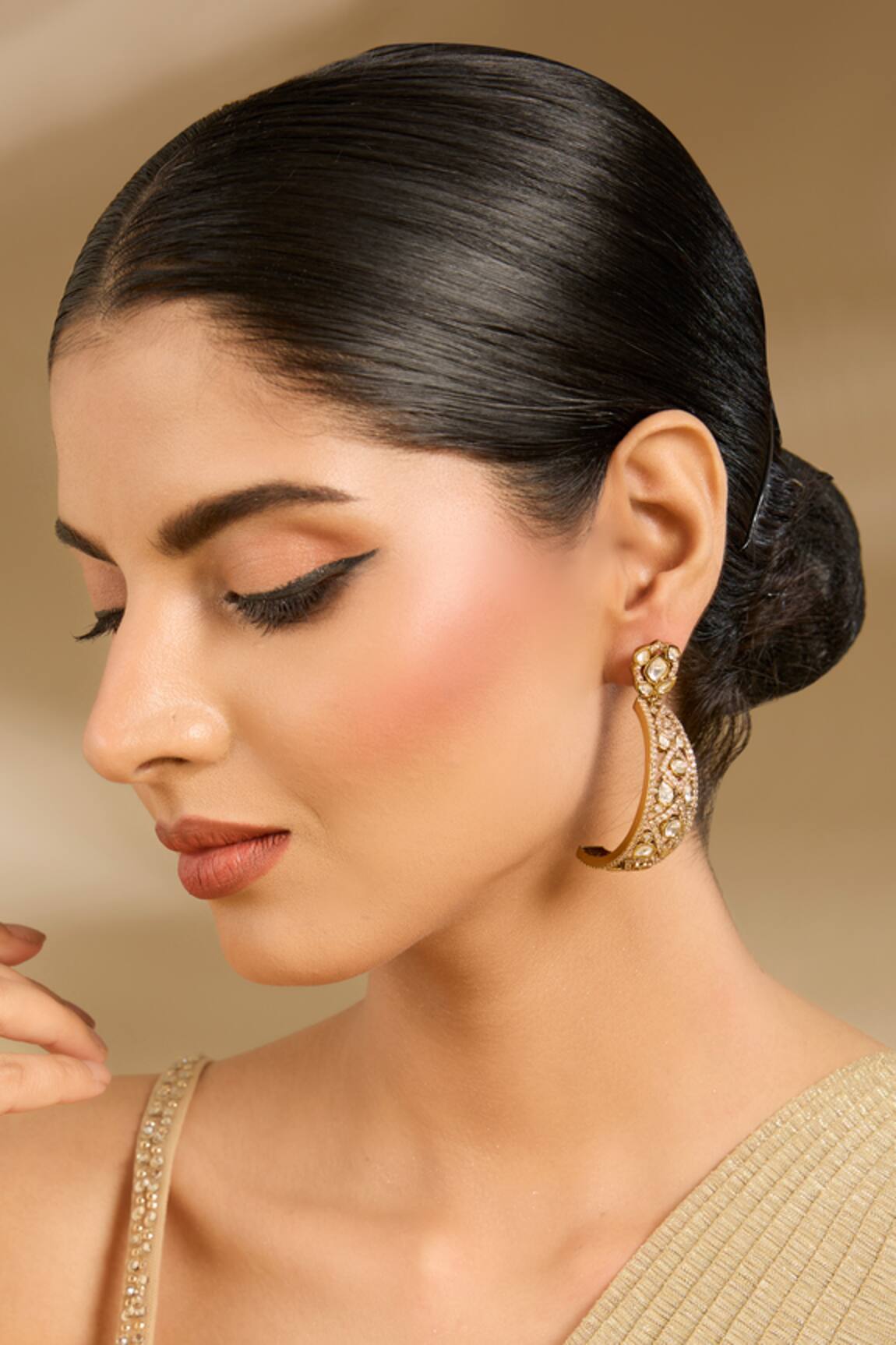 Vivinia By Vidhi Mehra Elegant Gold Plated Hoop Earrings 