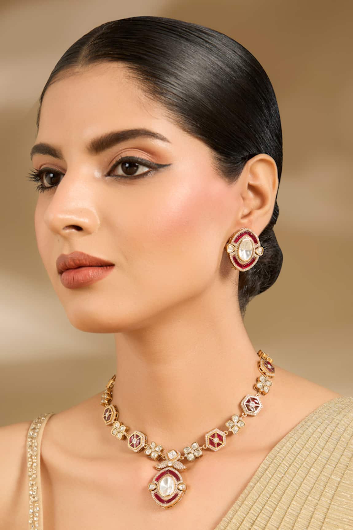 Vivinia By Vidhi Mehra Polki Embellished Necklace Set