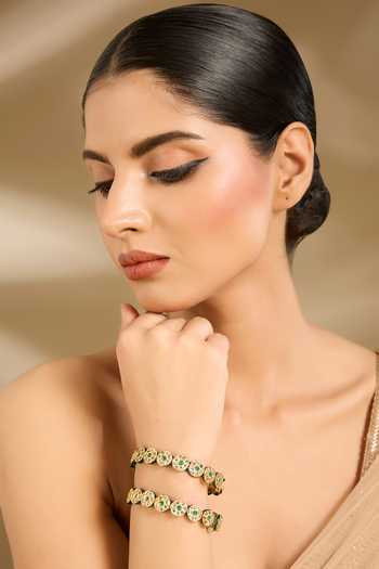 Vivinia By Vidhi Mehra Stone & Pearl Embellished Bangles 