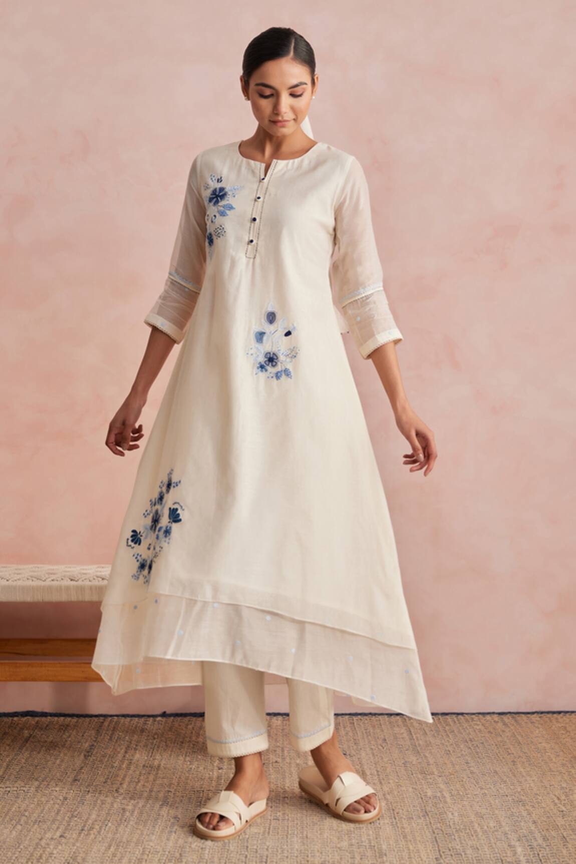 Khamaj India Diana Embroidered  Kurta & Pant Set 