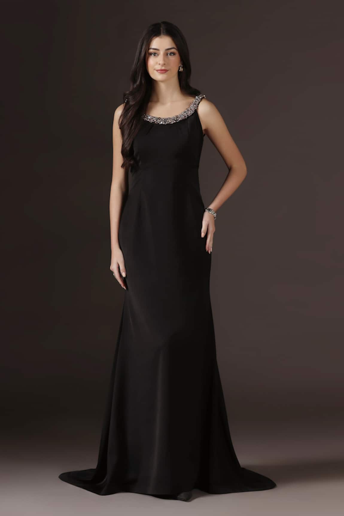 Pooja Peshoria Crystal Hand Embroidered Backless Gown 