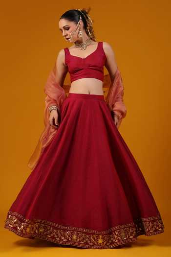 Baaro Masi Embroidered Border Lehenga Set 