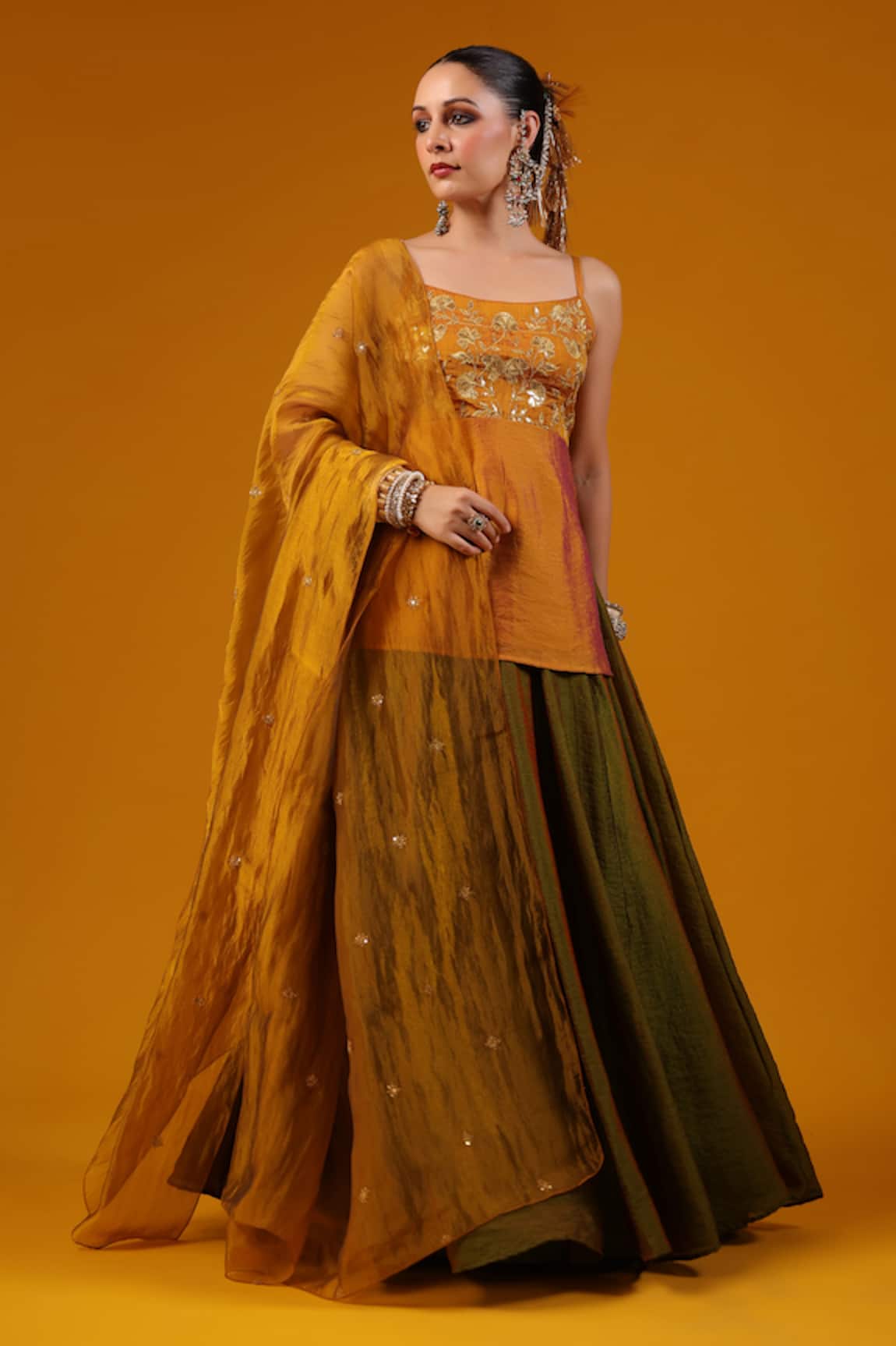 Baaro Masi Sequin Zari Embroidered Kurta Lehenga Set 