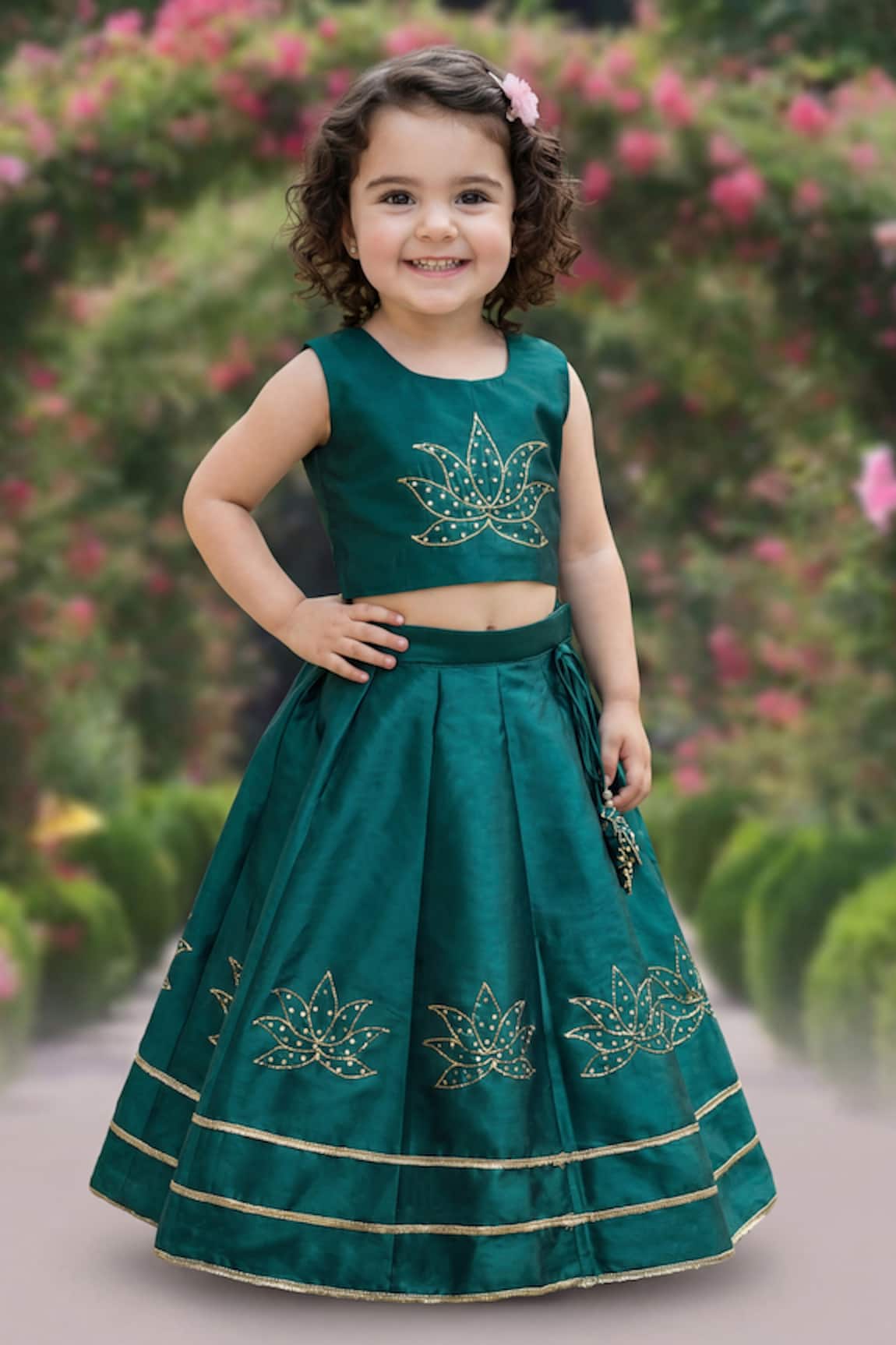 Maaikid Ombre Woven Lehenga & Crop Top Set 