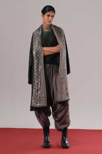 Urvashi Kaur Yoru Eri Silk Chain Stitch Embroidered Jacket 