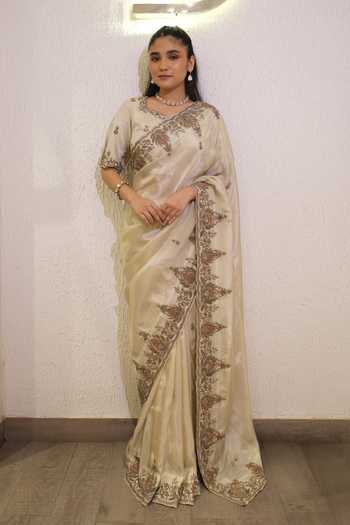 Label Deepshika Agarwal Hand Embroidered Saree With Blouse 