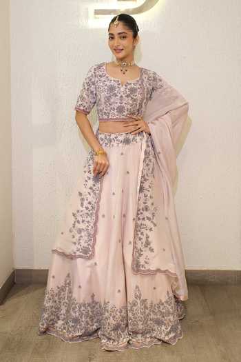 Label Deepshika Agarwal Floral Hand Embroidered Lehenga Set 