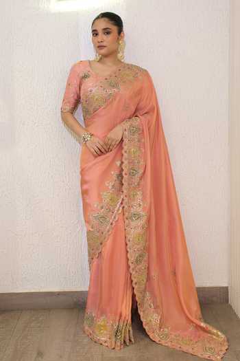 Label Deepshika Agarwal Hand Embroidered Saree With Blouse 