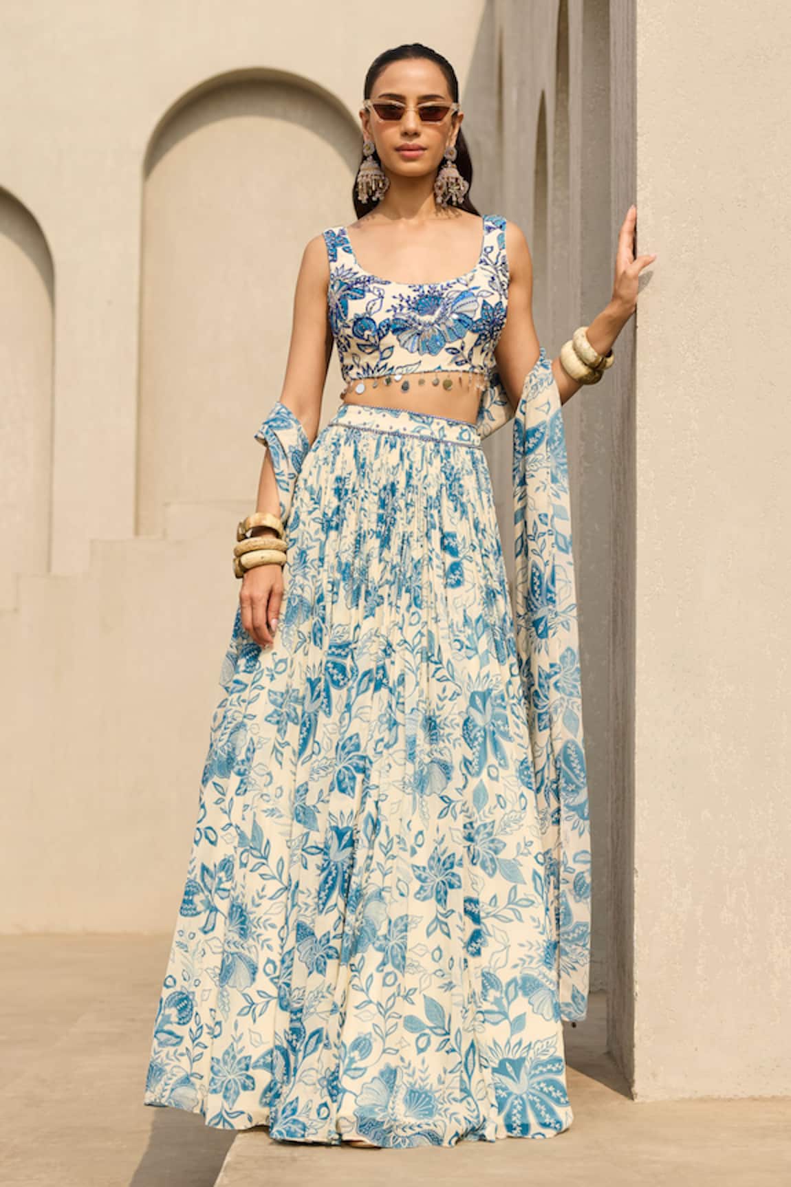 Diyarajvvir Abstract Floral Print Lehenga Set 