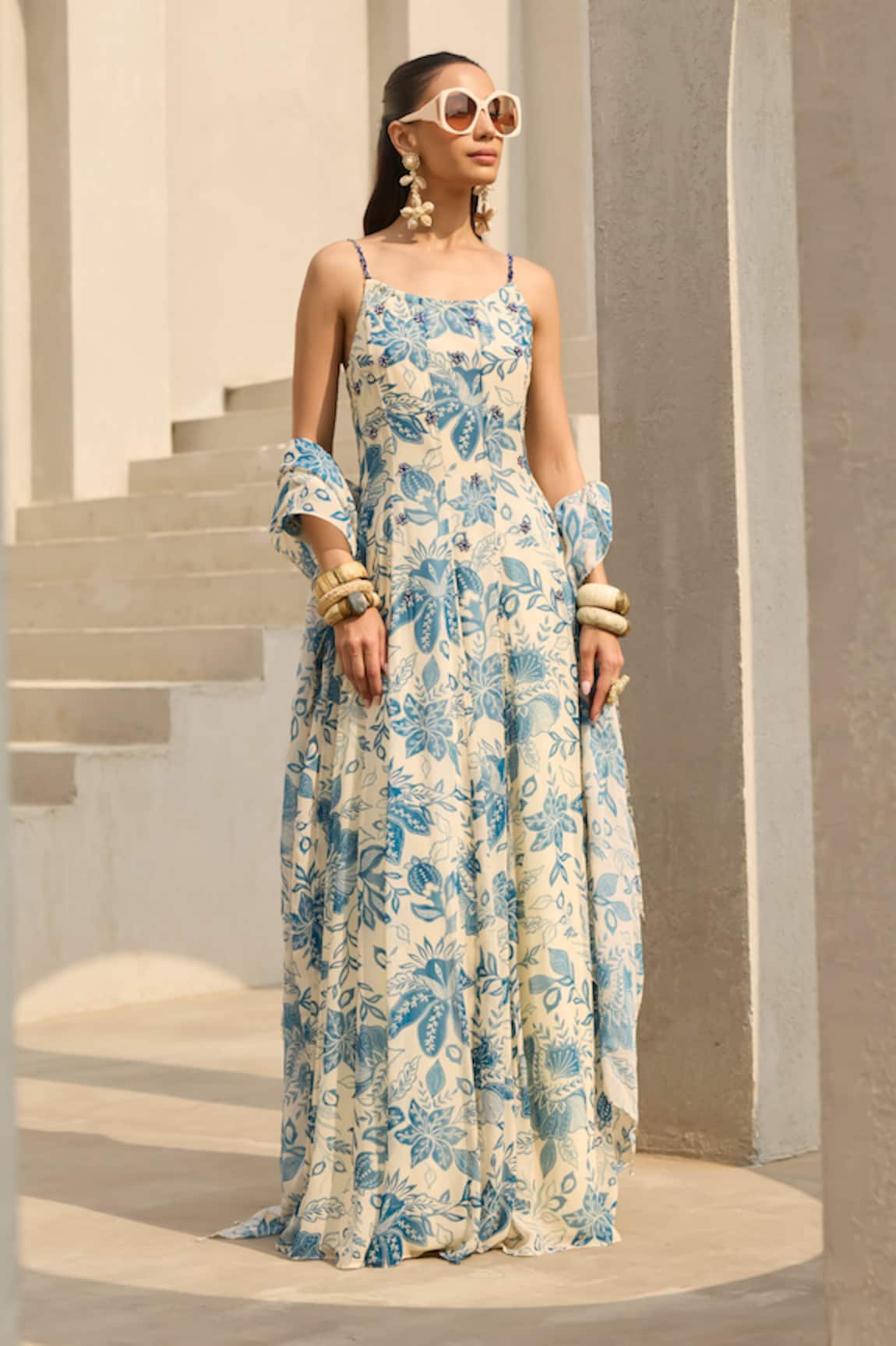 Diyarajvvir Floral Print Anarkali With Dupatta 