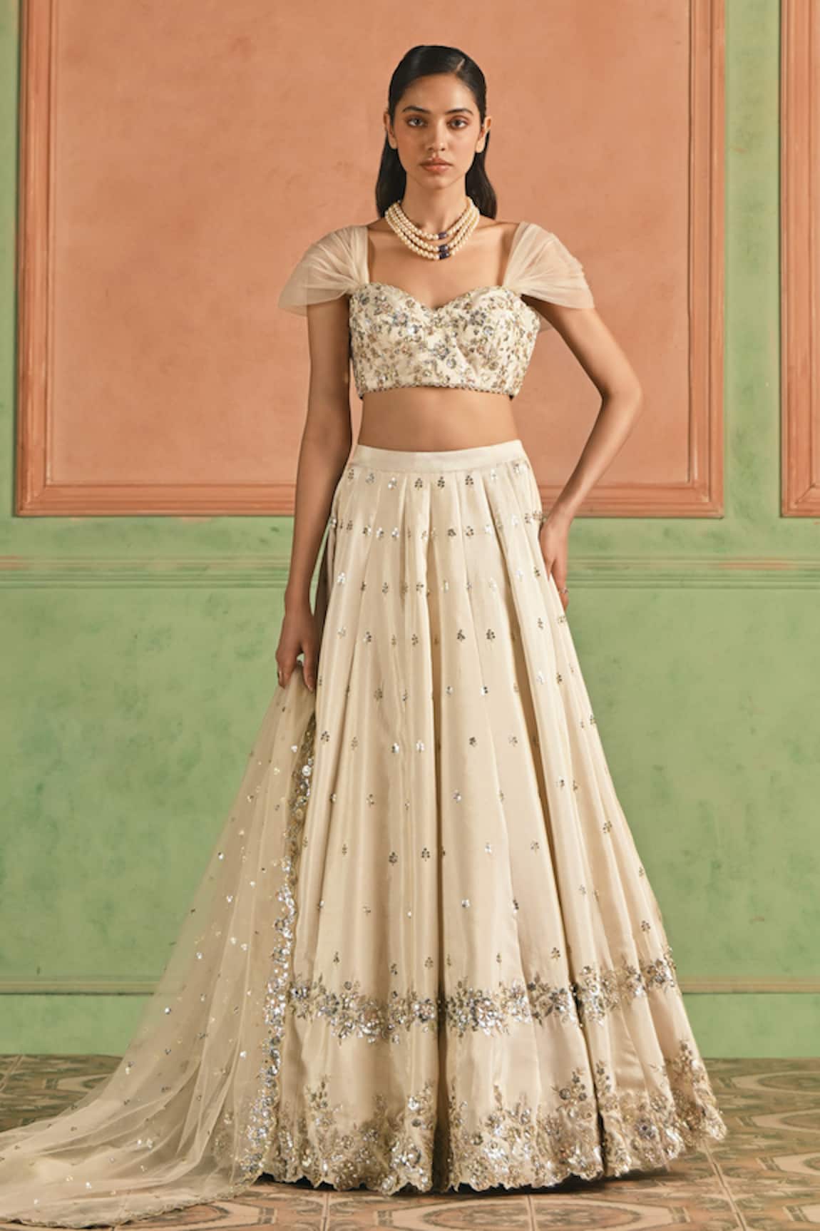 Lashkaraa Embroidered Sequin Zari Lehenga Set