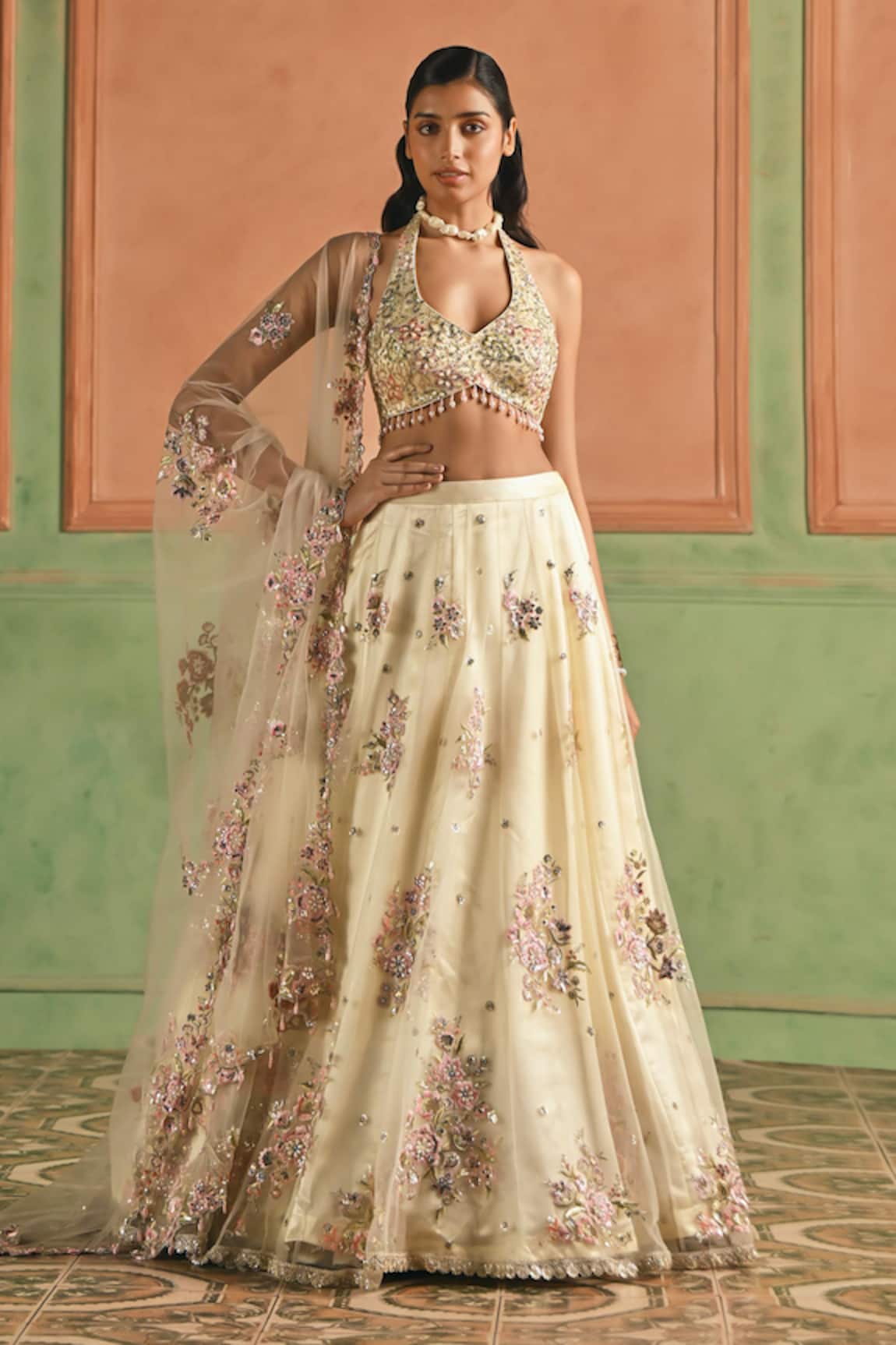 Lashkaraa Embroidered Zari Sequin Lehenga Set