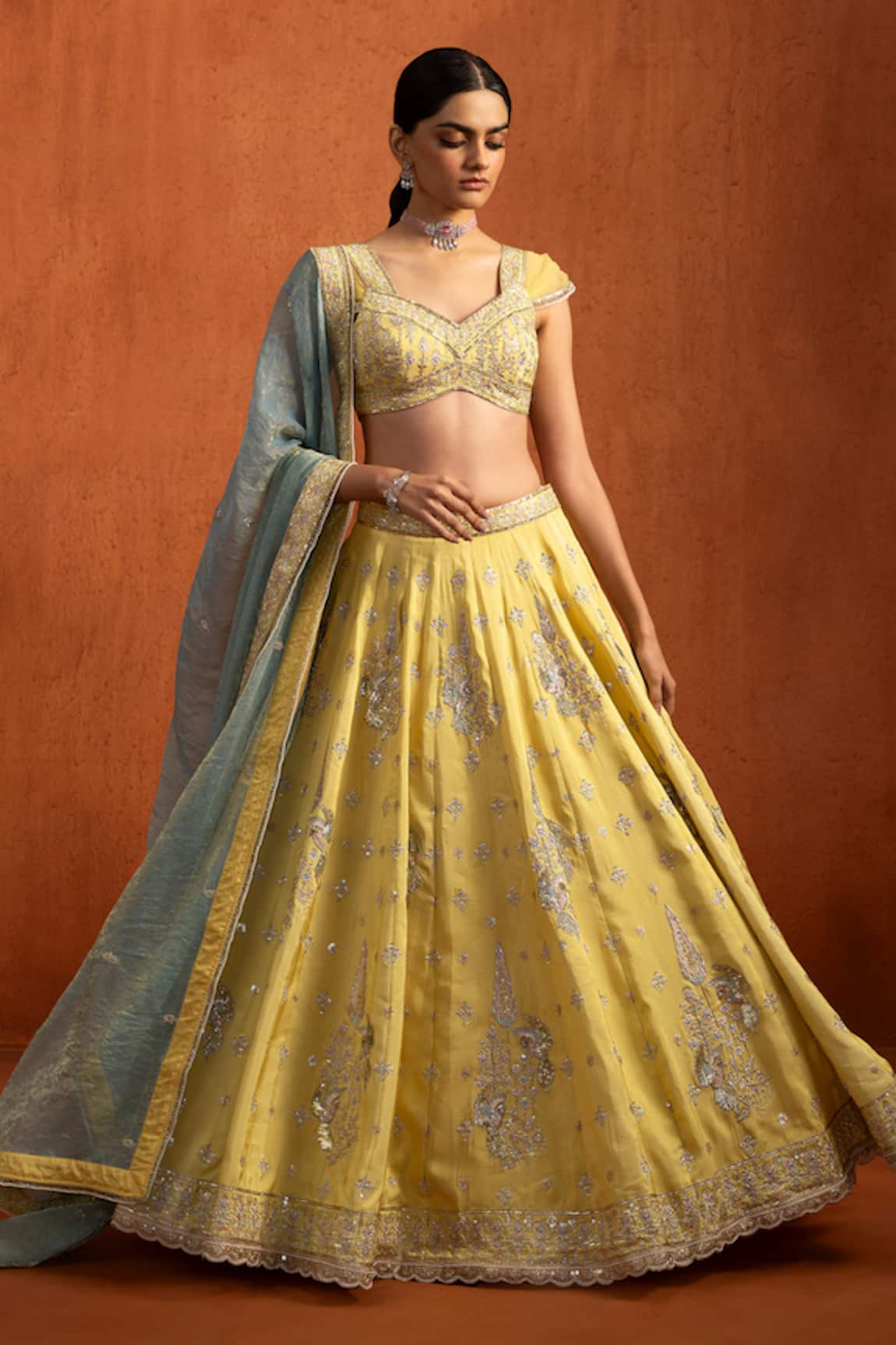 Lashkaraa Embroidered Motif Lehenga Blouse & Dupatta Set