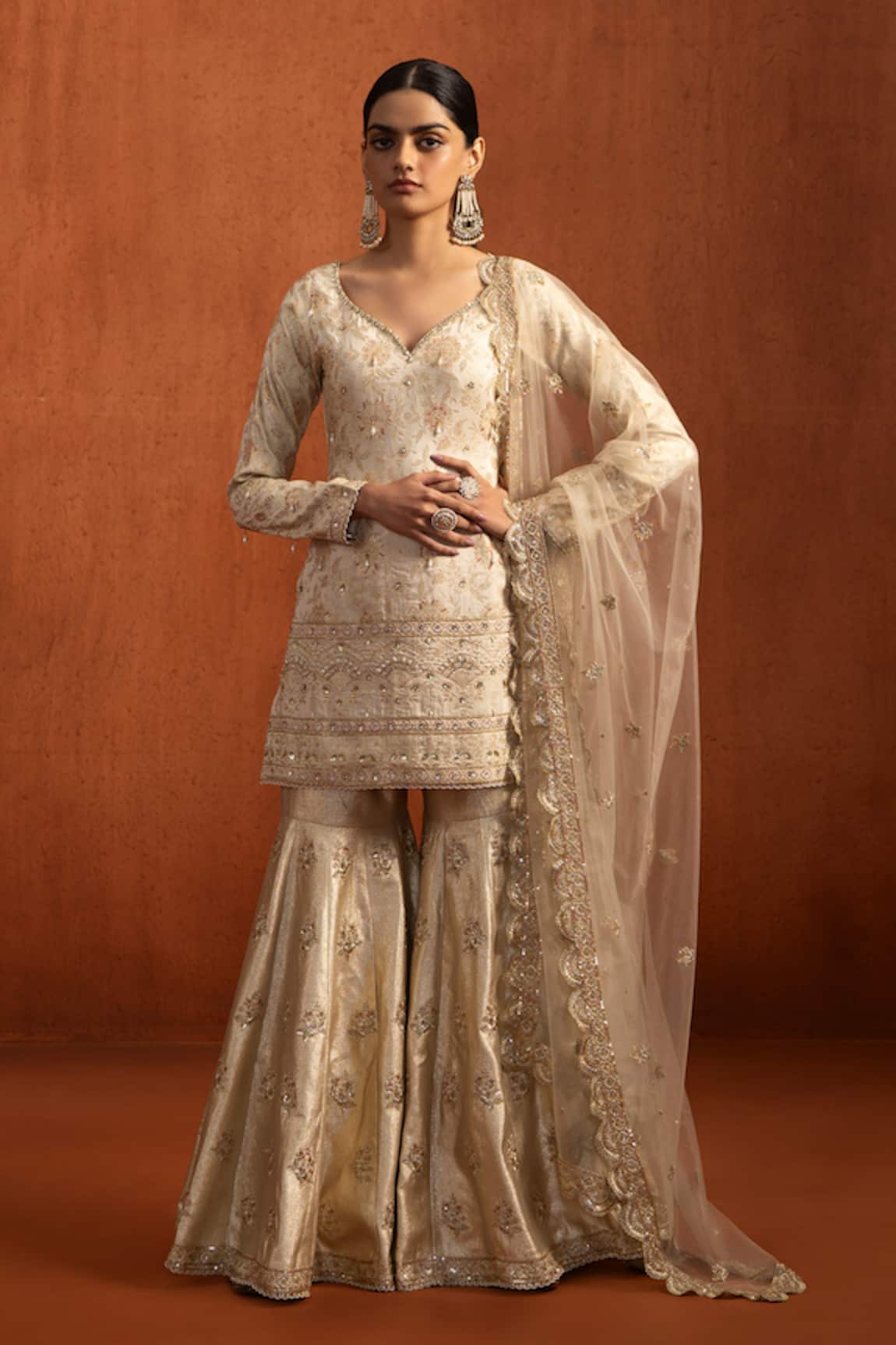 Lashkaraa Brocade & Lampi Woven Kurta Gharara Set