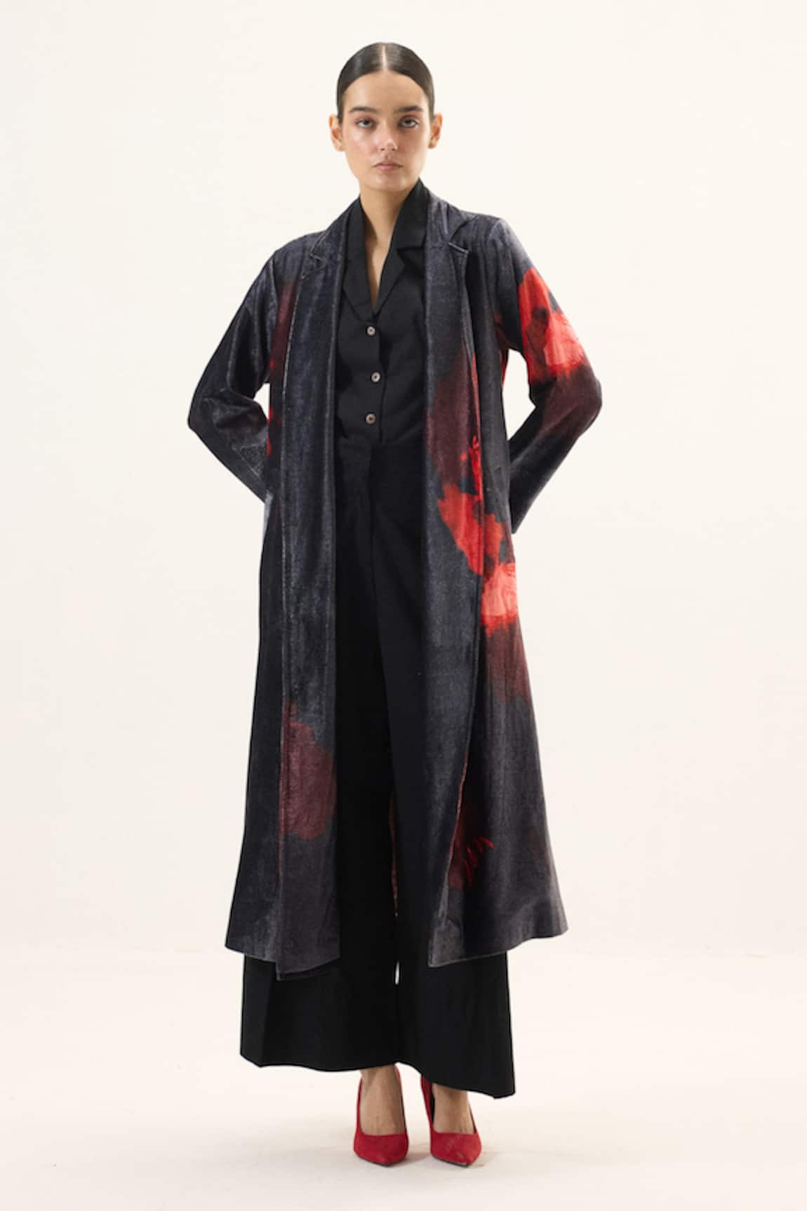 Kharakapas Ink Rose Trench Coat 