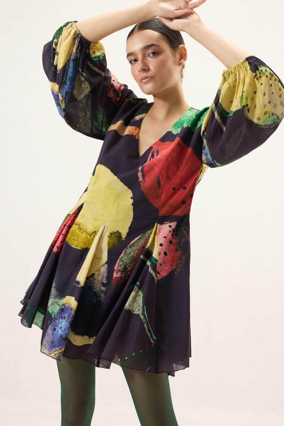 Kharakapas Grape Printed Dress 