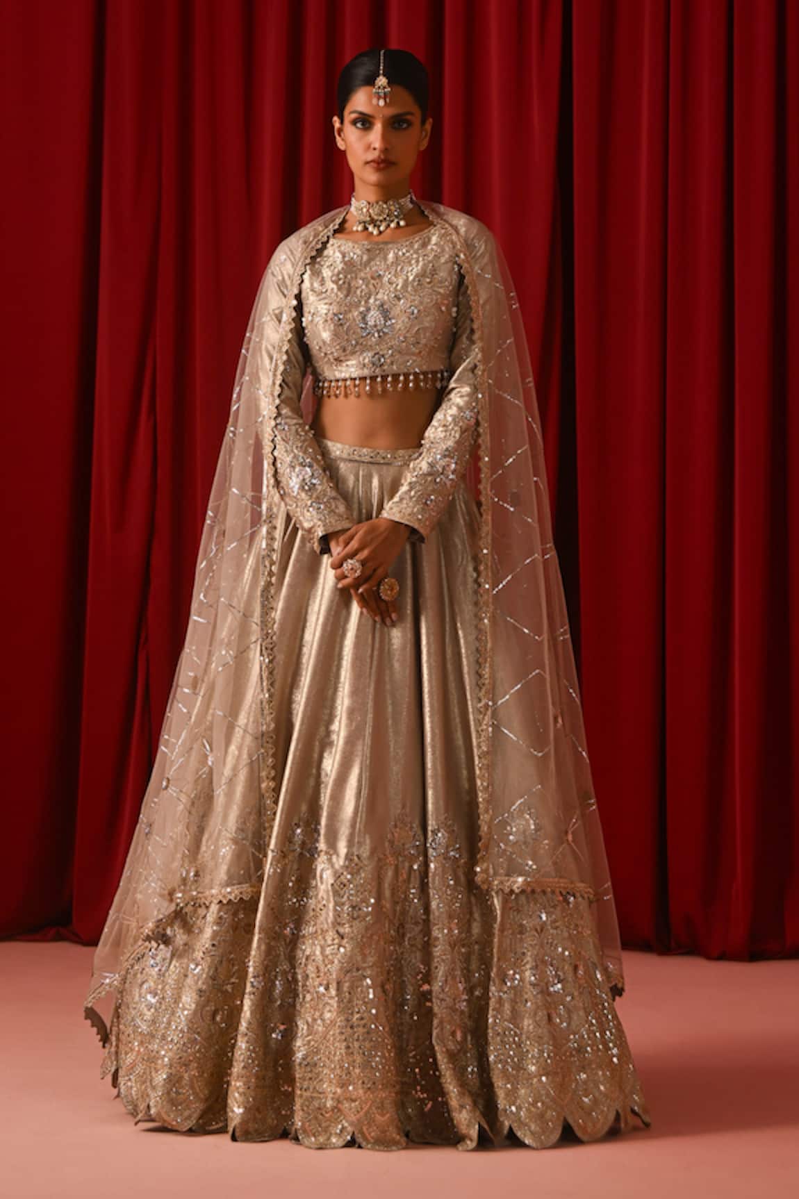 Lashkaraa Metallic Embroidered Lehenga Set