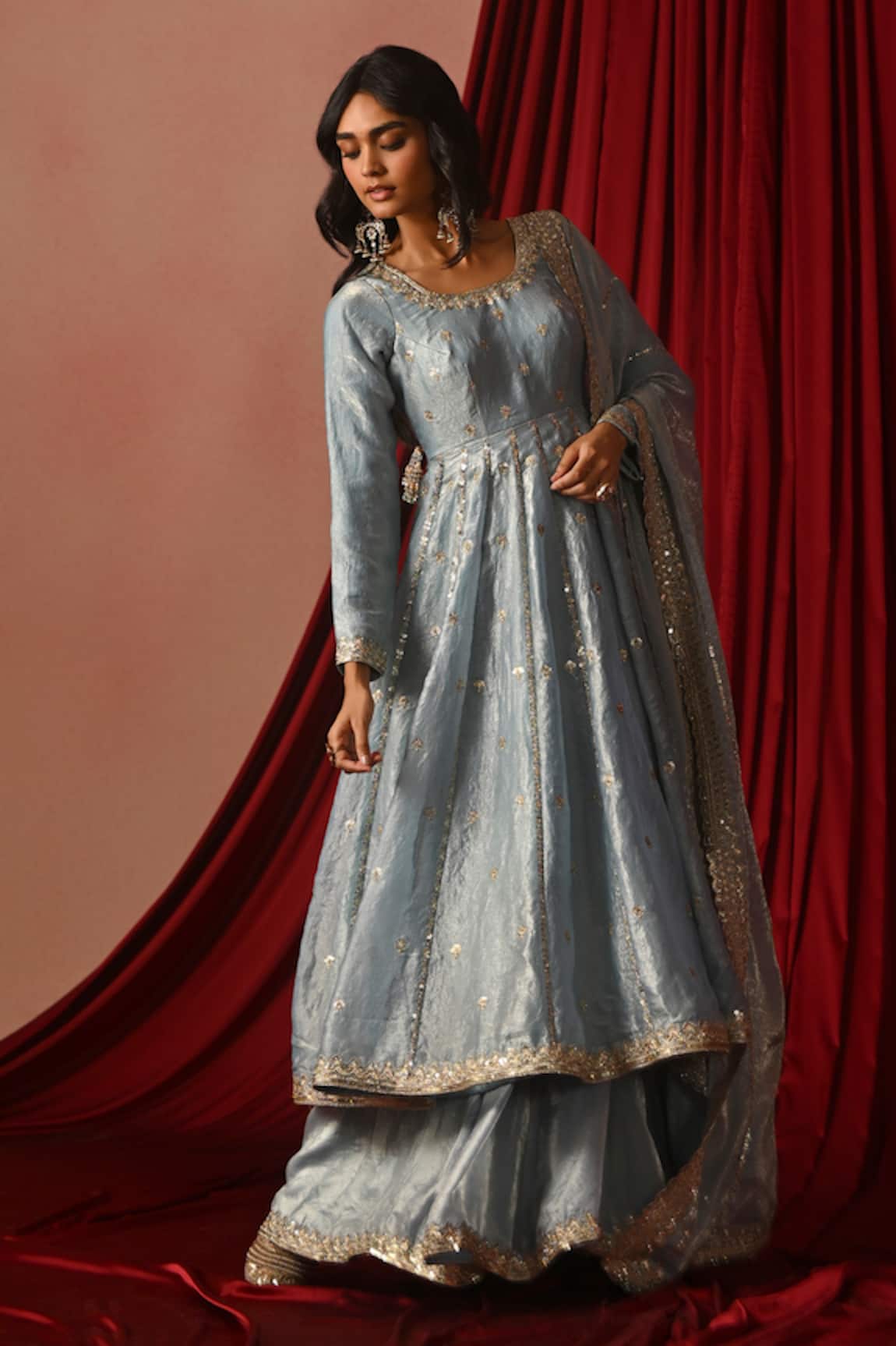 Lashkaraa Embroidered Anarkali Sharara Set