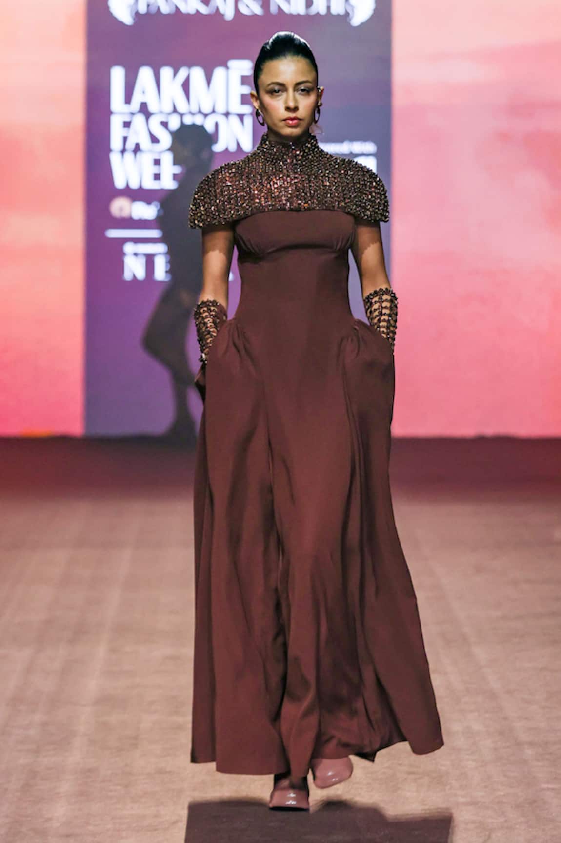 Pankaj & Nidhi Araquis Desert Regent Cape With Dress 