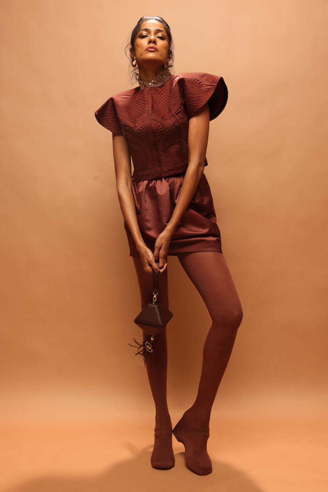 Pankaj & Nidhi Araquis Power Quilted Top & Skirt Set 