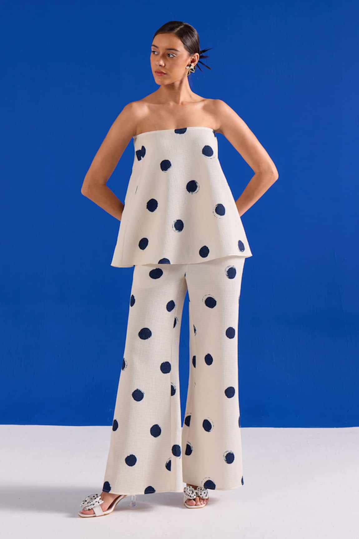 Zazu Polka Dot Print Top & Palazzo Set 