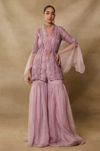 Awigna Embroidered Peplum Top Gharara Set 