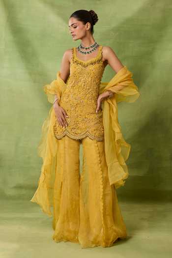 Awigna Aadab Embroidered Kurta Sharara Set 
