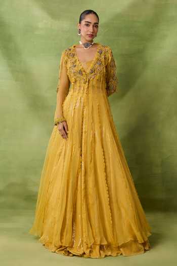 Awigna Ruhaab Dimensional Embroidered Jacket Lehenga Set 