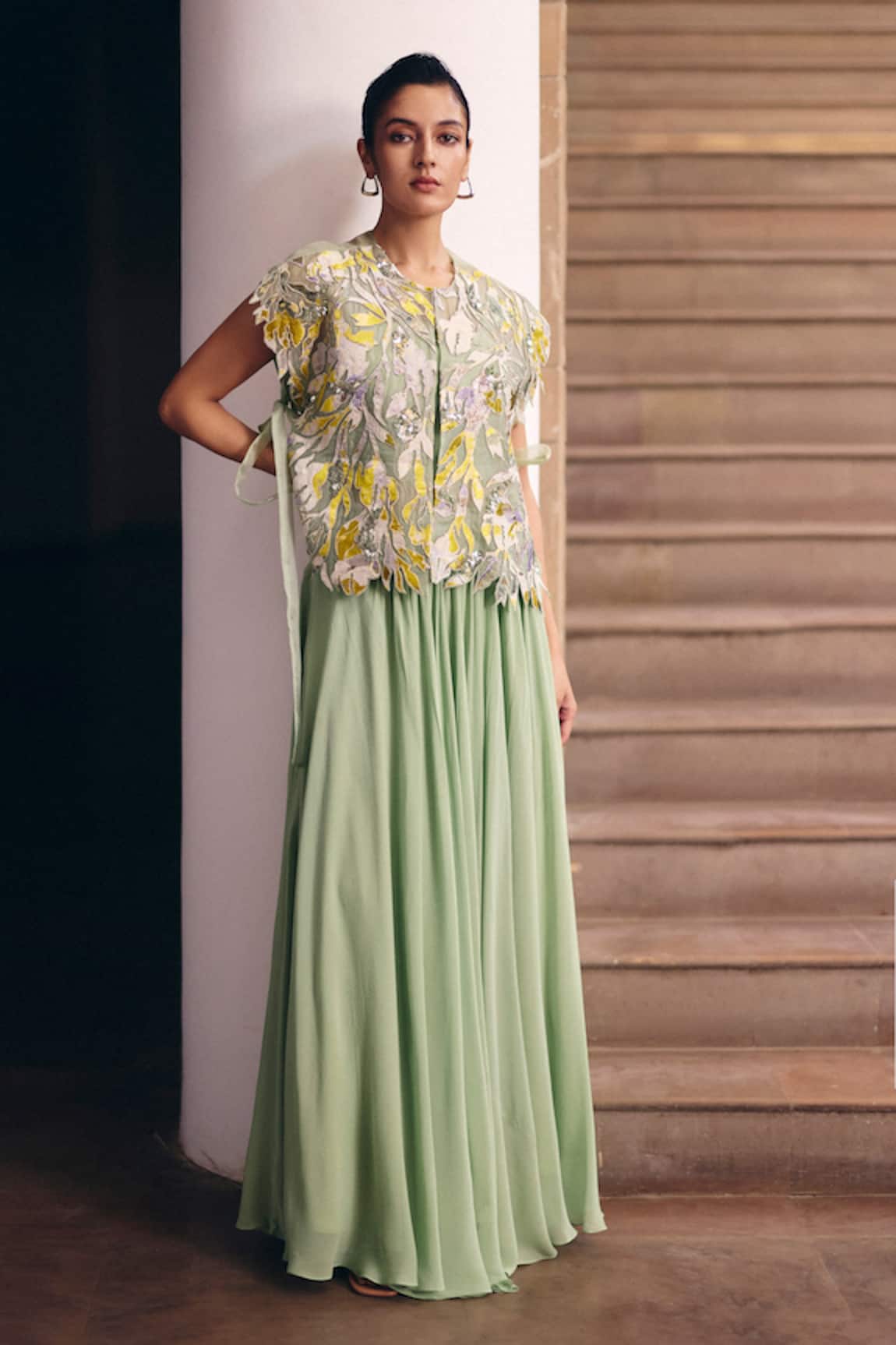 Studio Radical Foliage Tie-Up Cape & Skirt Set 