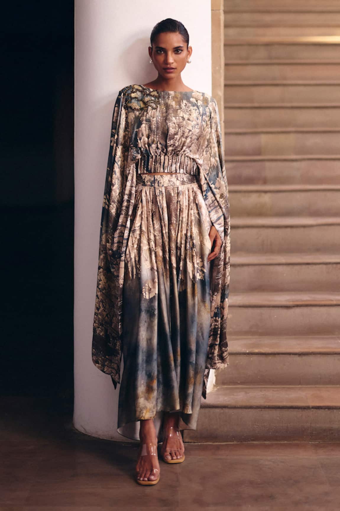 Studio Radical Embellished Top & Pleated Skirt Set 