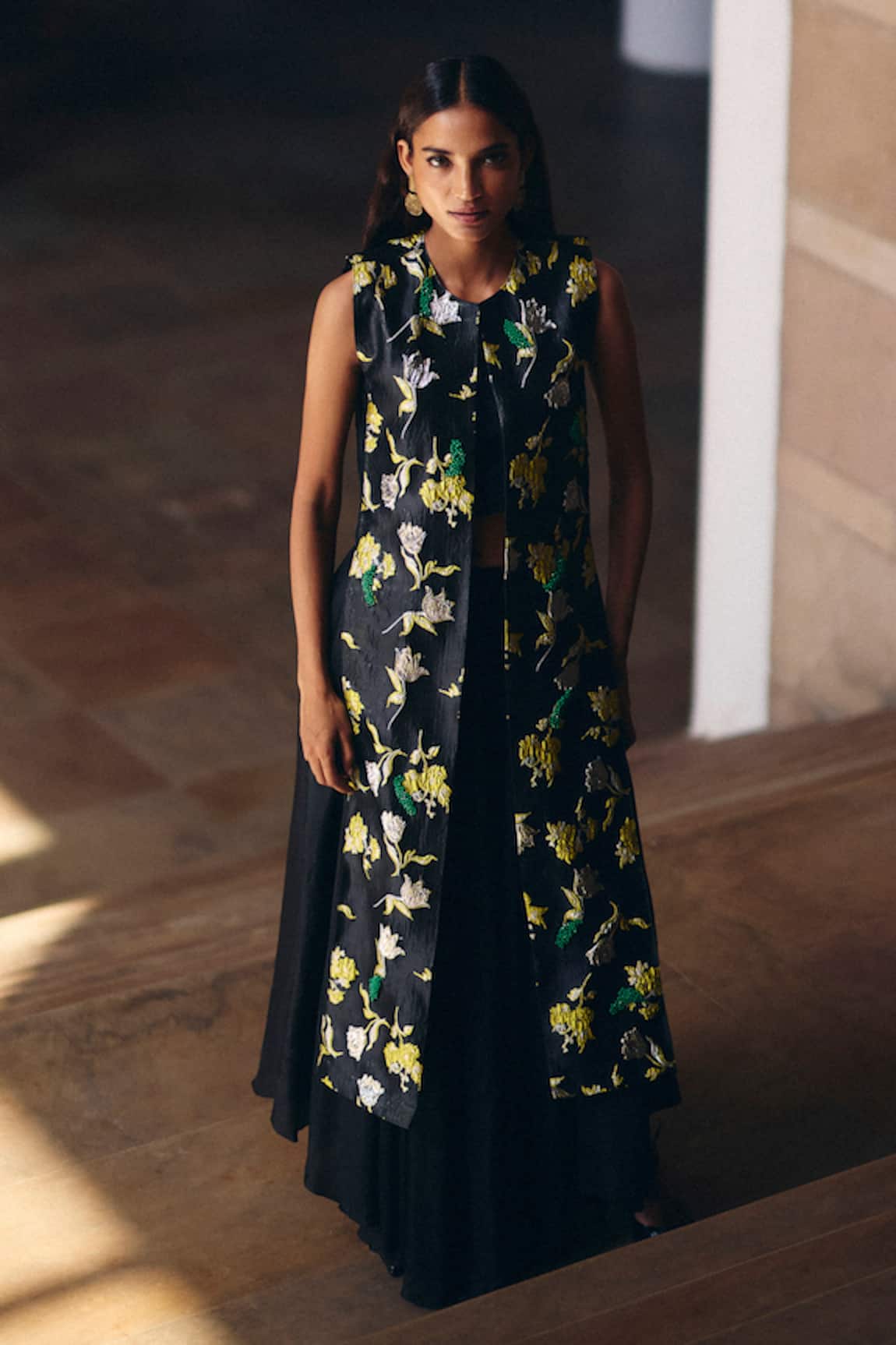 Studio Radical Jacquard Beaded Jacket & Flared Pant Set 