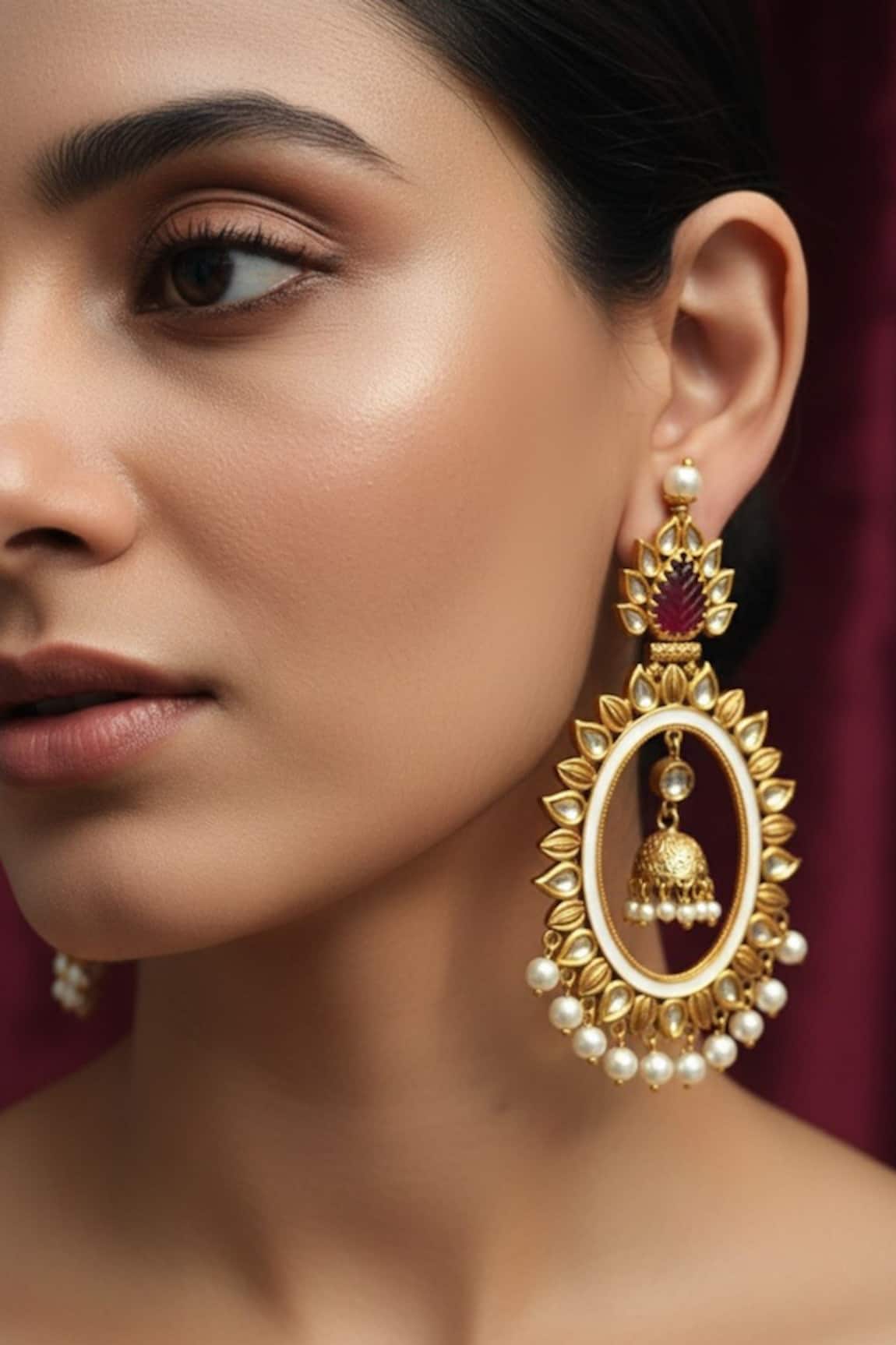 The Bling Girll Moissanite Polki Embellished Chandbalis 