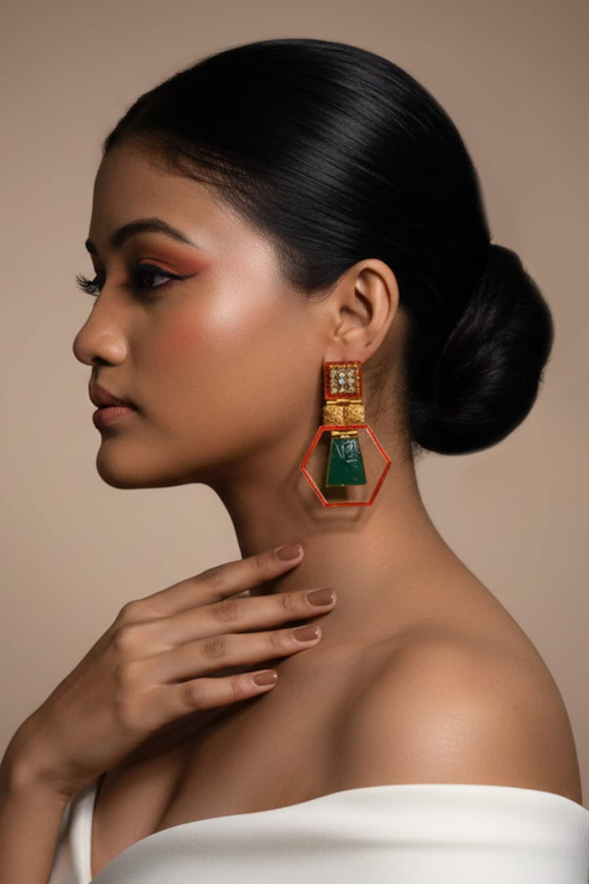 The Bling Girll Emerald Stone Embellished Earrings 