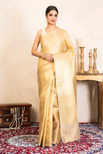 Zal From Benaras Kanjeevaram Silk Saree With Unstitched Blouse Fabric 