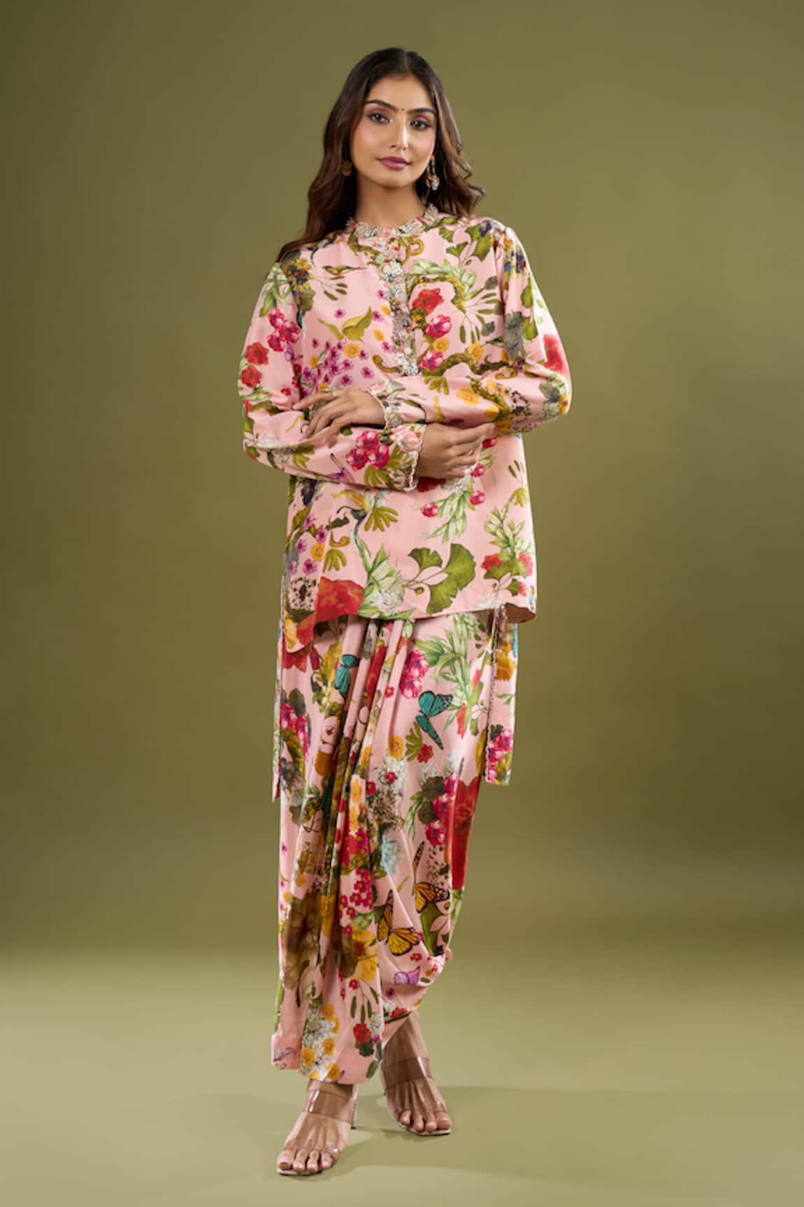 Anamika Khanna Short Printed Kurta & Skirt Set