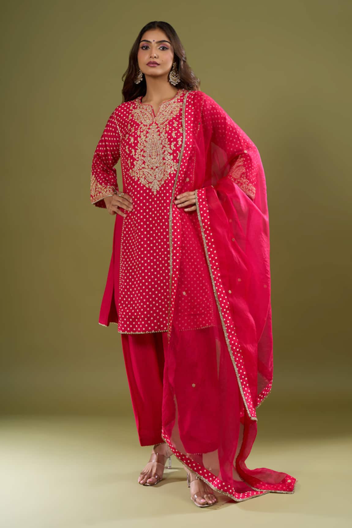 Sheetal Batra Embroidered Gathered Kurta Set 