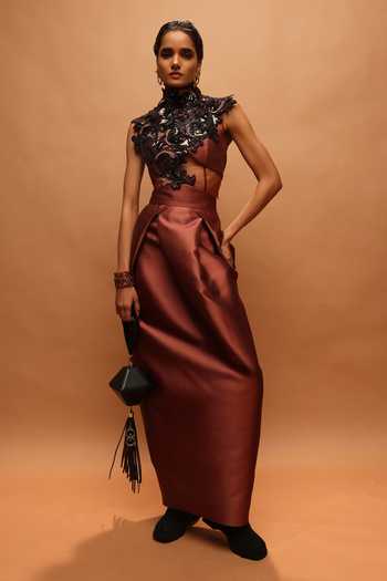 Pankaj & Nidhi The Copper Zenith Harness Top & Skirt Set 
