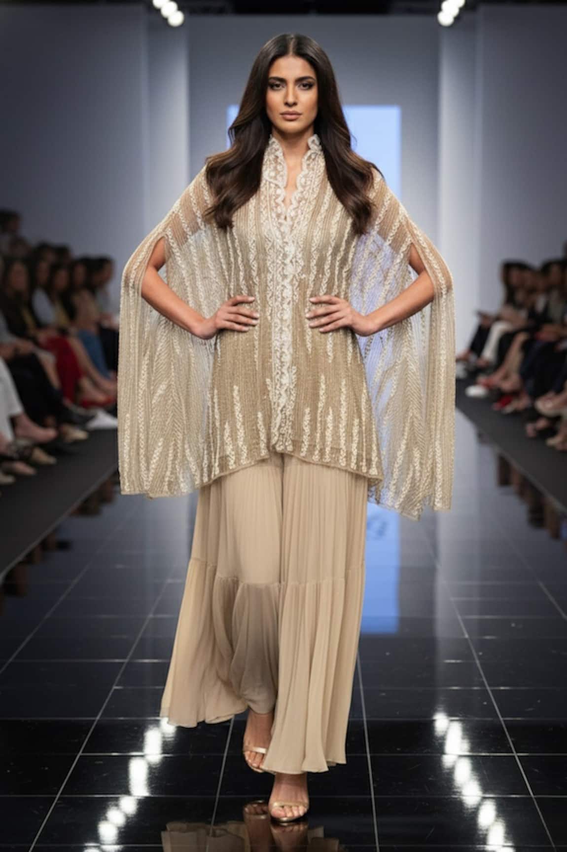 Nikita Mhaisalkar Hand Embroidered Kaftan & Sharara Set 