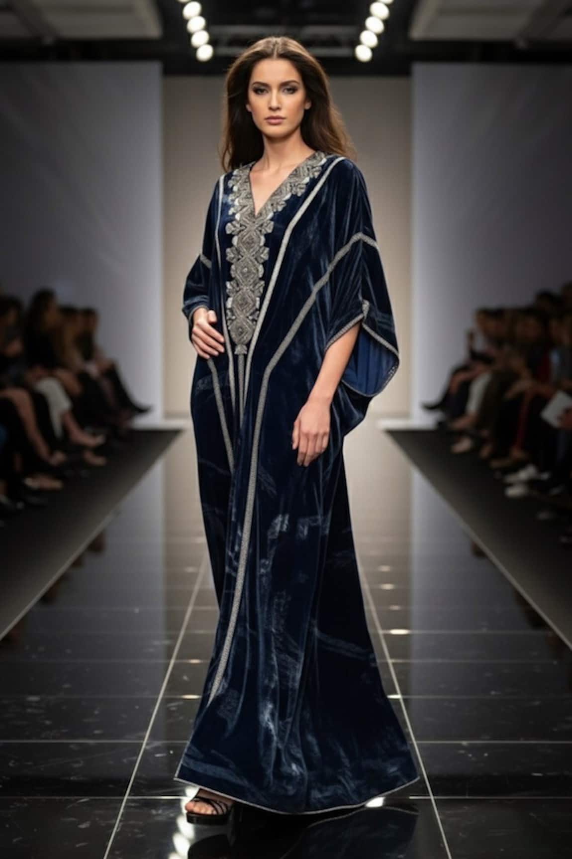 Nikita Mhaisalkar Swirl Print & Embroidered Kaftan 